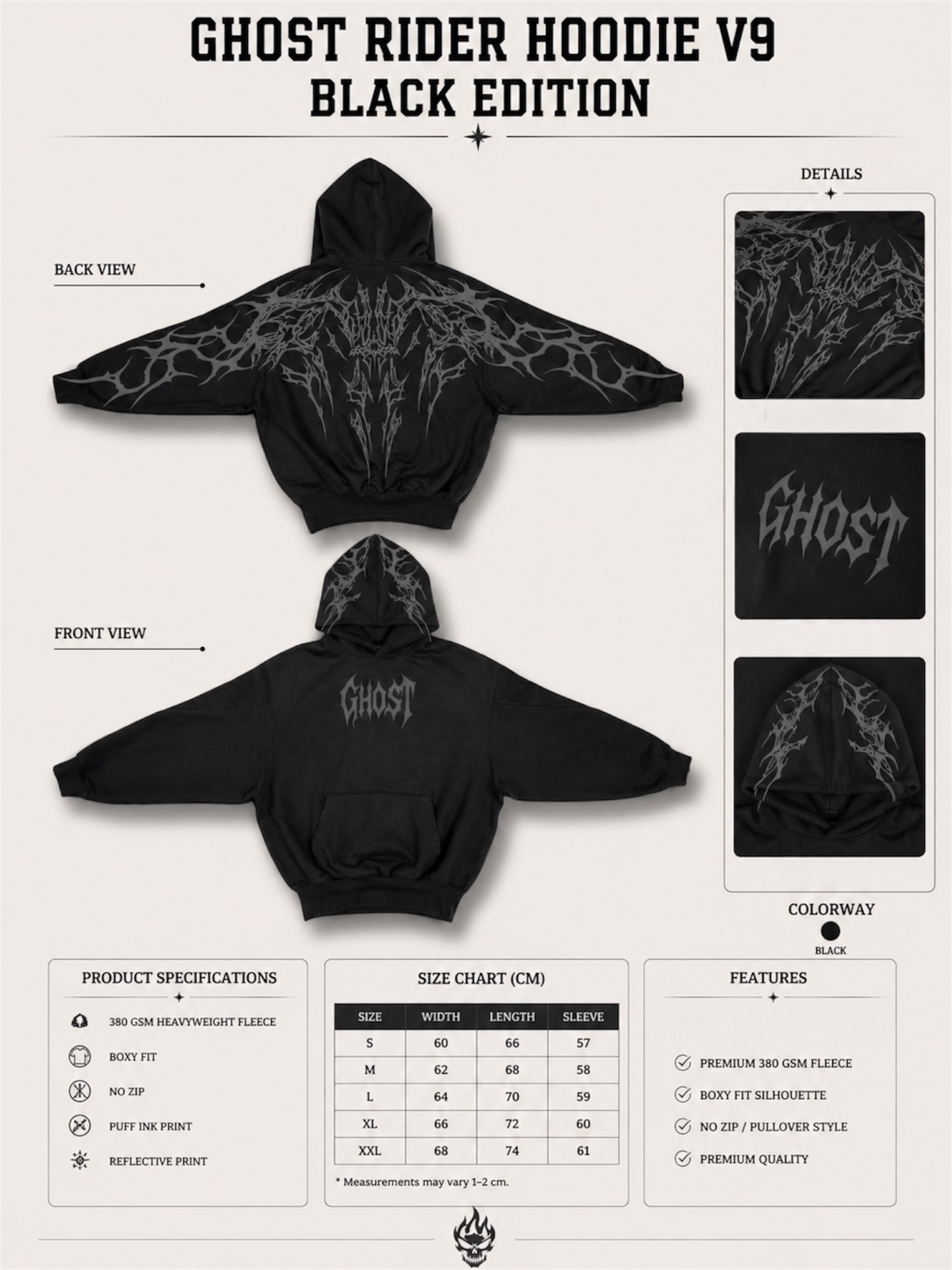 V9 Hoodie - Reflective Streetwear Riding Edition - Image 3